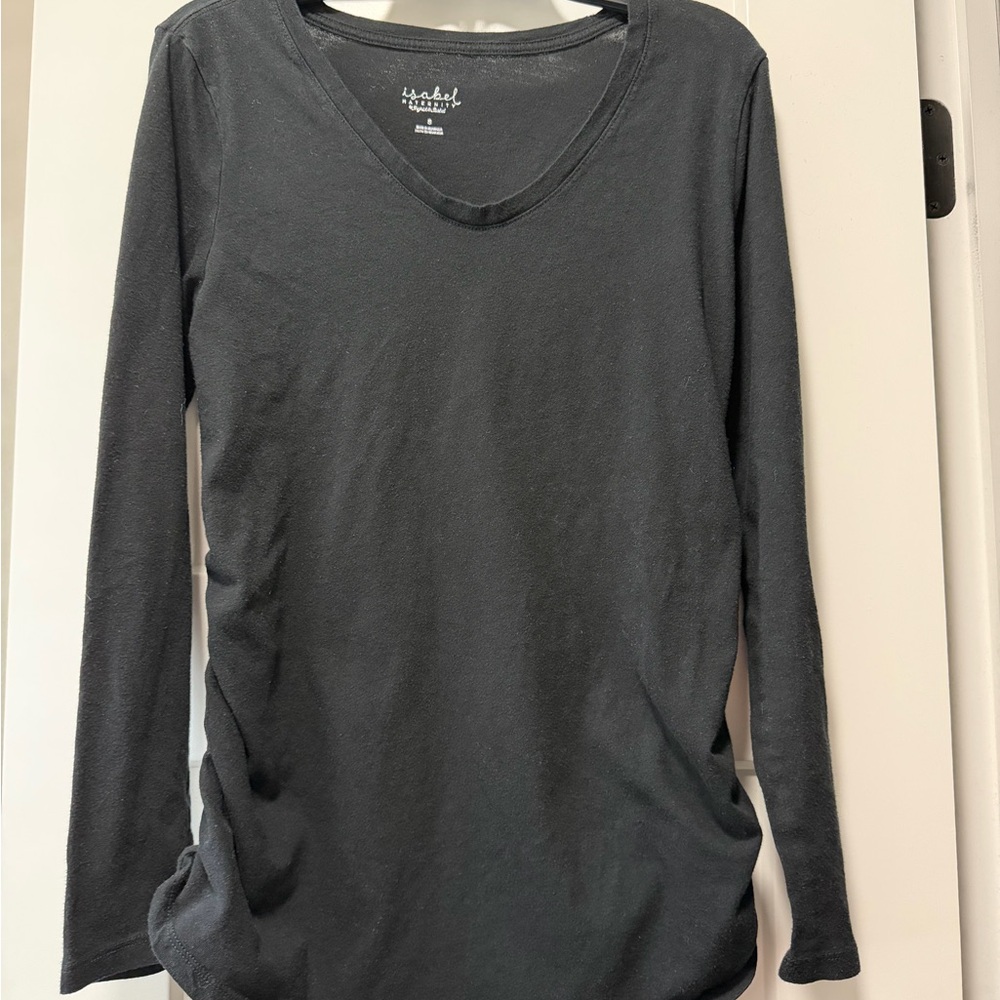 Isabel maternity black longsleeve ruched side shirt size small